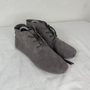 Toms grey suede chukka booties Size W8, lace up, comfort, casual, walk, fall